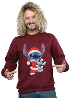 Disney Heren Lilo en Stitch Kerst Sweatshirt (Bourgondië) Bourgogne - 2XL