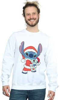 Disney Heren Lilo en Stitch Kerst Sweatshirt (Wit)
