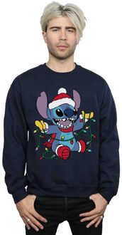Disney Heren Lilo en Stitch Kerstverlichting Sweatshirt (Marineblauw) Navy - XL