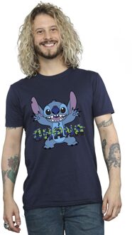 Disney Heren Lilo en Stitch Ohana Blauw Glitch T-shirt (Marineblauw) Navy - XL