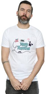 Disney Heren Mary Poppins Logo T-Shirt (Wit) - maat 3XL