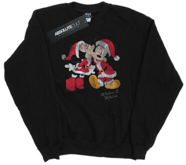 Disney heren mickey en minnie kerstmis kus sweatshirt Zwart - L