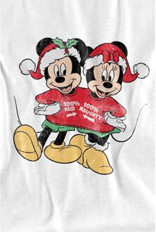 Disney Heren Mickey & Minnie Mouse Kerst Trui T-Shirt (Wit) - maat 3XL