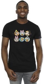 Disney Heren Mickey Mouse And Friends Gezichten T-Shirt (Zwart) - maat M
