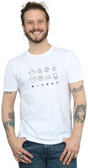 Disney Heren Mickey Mouse Deconstructed T-shirt (Wit)