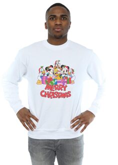 Disney Heren Mickey Mouse en vrienden Kerstmis Sweatshirt (Wit)
