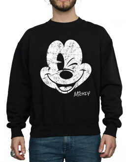 Disney heren mickey mouse gezicht sweatshirt Zwart - L