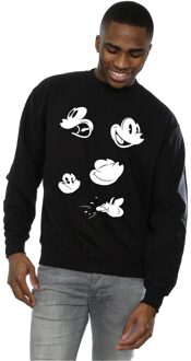 Disney Heren Mickey Mouse Gezichten Sweatshirt (Zwart) - maat M