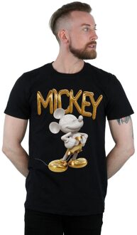 Disney Heren Mickey Mouse Gouden standbeeld T-Shirt (Zwart) - maat 4XL