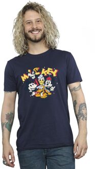 Disney Heren Mickey Mouse Groep T-Shirt (Marineblauw) - maat L Navy