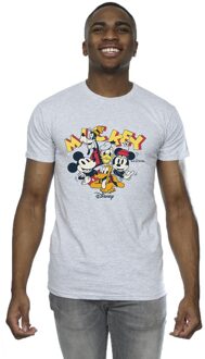 Disney Heren Mickey Mouse Groep T-Shirt (Sportgrijs) - maat S Lichtgrijs