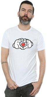 Disney Heren Mickey Mouse Hart Handen T-Shirt (Wit) - maat M