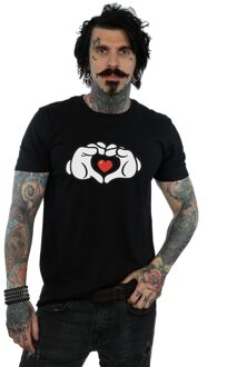 Disney Heren Mickey Mouse Hart Handen T-Shirt (Zwart) - maat 5XL