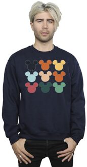 Disney Heren Mickey Mouse Hoofden Vierkant Sweatshirt (Marineblauw) - maat S Navy