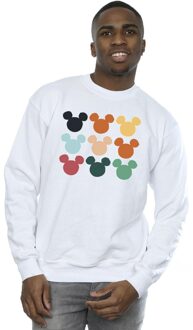 Disney Heren Mickey Mouse Hoofden Vierkant Sweatshirt (Wit) - maat S