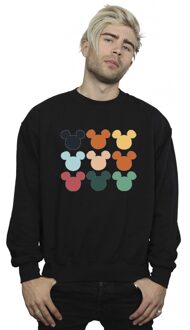 Disney Heren Mickey Mouse Hoofden Vierkant Sweatshirt (Zwart) - L