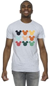Disney Heren Mickey Mouse Hoofden Vierkant T-shirt (Sportgrijs) - maat 5XL Lichtgrijs
