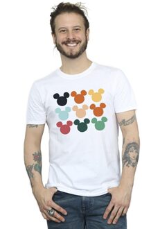 Disney Heren Mickey Mouse Hoofden Vierkant T-shirt (Wit) - L