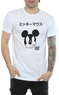 Disney Heren Mickey Mouse Japans T-Shirt (Wit) - S