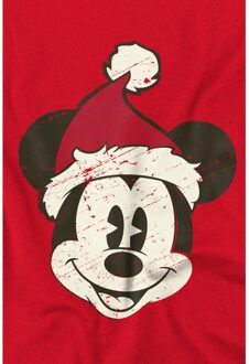 Disney Heren Mickey Mouse Kerstman Gezicht T-Shirt (Rood) - 3XL