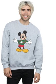 Disney Heren Mickey Mouse Kersttrui Stroke Sweatshirt (Sportgrijs) - maat S Lichtgrijs