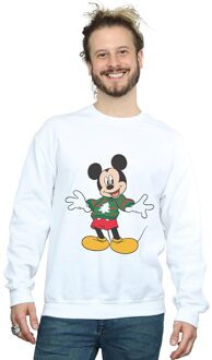 Disney Heren Mickey Mouse Kersttrui Stroke Sweatshirt (Wit) - 2XL