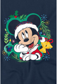Disney Heren mickey mouse krans kerstmis t-shirt Blauw - XL