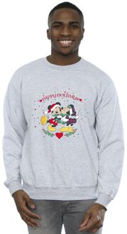 Disney Heren Mickey Mouse Mickey Minnie Kerstmis Sweatshirt (Sportgrijs) - maat Lichtgrijs