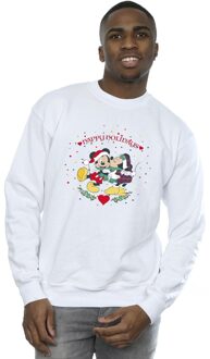 Disney Heren Mickey Mouse Mickey Minnie Kerstmis Sweatshirt (Wit) - 4XL