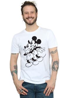 Disney Heren Mickey Mouse Shake T-Shirt (Wit)