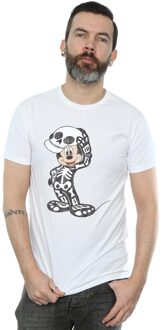 Disney Heren Mickey Mouse Skeleton T-Shirt (Wit) - 3XL