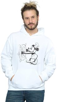 Disney Heren Mickey Mouse Steamboat Sketch Hoodie (Wit) - L