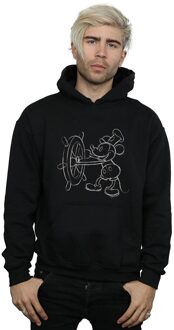 Disney Heren Mickey Mouse Steamboat Sketch Hoodie (Zwart) - XL