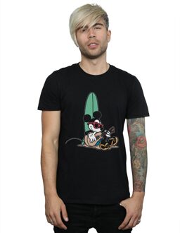Disney Heren Mickey Mouse Surf en Chill T-Shirt (Zwart) - XL