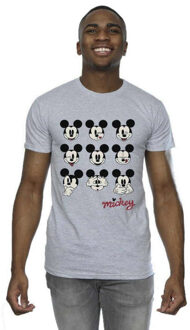 Disney heren mickey mouse veel gezichten t-shirt Grijs - XXL / XXXL