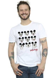 Disney heren mickey mouse veel gezichten t-shirt Wit - XXXL