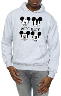 Disney Heren Mickey Mouse Vier Hoofden Hoodie (Sportgrijs) - maat S Lichtgrijs