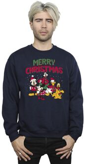 Disney Heren Mickey Mouse Vrolijk Kerstfeest Figuren Sweatshirt (Marineblauw) - maat 2XL Navy