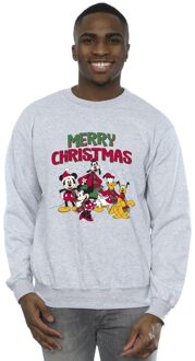 Disney Heren Mickey Mouse Vrolijk Kerstfeest Figuren Sweatshirt (Sportgrijs) Lichtgrijs