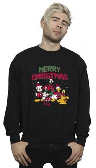 Disney Heren Mickey Mouse Vrolijk Kerstfeest Figuren Sweatshirt (Zwart) - maat S