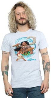 Disney Heren Moana en Maui Golf T-shirt (Sportgrijs) - maat L Lichtgrijs
