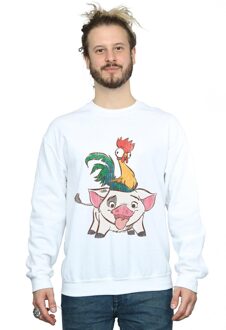 Disney Heren Moana Hei Hei en Pua Sweatshirt (Wit)