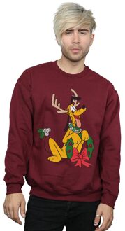 Disney Heren Pluto Kerstmis Rendier Sweatshirt (Bourgondië) Bourgogne