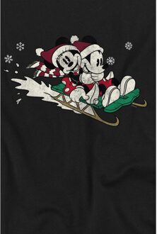 Disney Heren Sleeën voor Kerstmis Mickey & Minnie Mouse T-Shirt (Zwart)