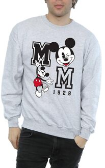 Disney Heren Springen en Knipogen Mickey Mouse Sweatshirt (Sportgrijs) - maat S Lichtgrijs