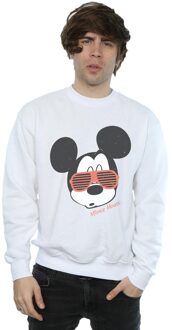 Disney Heren Sweatshirt met Mickey Mouse Zonnebril (Wit)