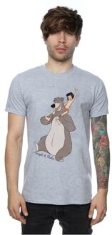 Disney Heren The Jungle Book Klassiek Mowgli en Baloo T-Shirt (Heide Grijs)
