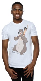 Disney Heren The Jungle Book Klassiek Mowgli en Baloo T-Shirt (Wit)