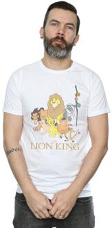 Disney Heren The Lion King Groep T-Shirt (Wit) - maat L