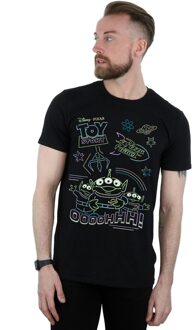 Disney Heren Toy Story Neon Klein Groen Heren T-shirt (Zwart)